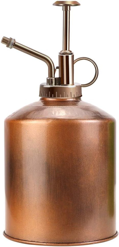 Galvanized Steel Plant Mister Spray Bottle, 8" Tall Vintage Plant Spritzer Watering Can, Succulent Watering Bottle with Top Pump for Indoor Outdoor Gardening (Bronze)