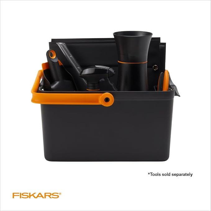Fiskars Garden Tool Caddy with Removable Small Tool Storage for Indoor and Outdoor Gardening Use, Made with Recycled Plastic