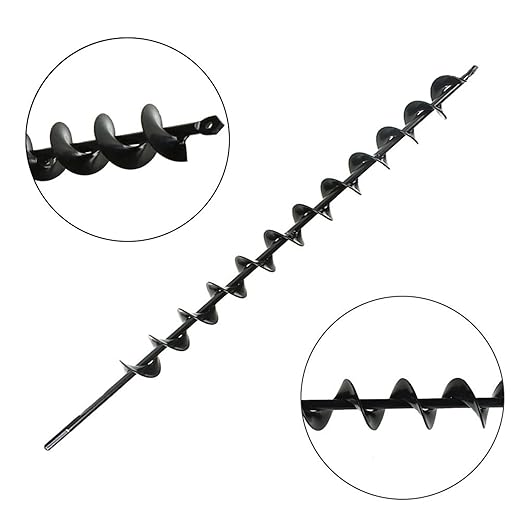 1.75Inch Wide 24Inch Long Metal Earth Auger Drill Bit, Garden Plant Flower Bulb Auger Rapid Planter Bulb Compatible Augers Machine Head with 8mm Diameter Non-Slip Hex Shank
