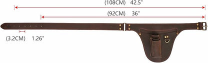 Tourbon Genuine Leather Florist Tool Belt Bag Gardener Farmer Tools Holster Waist Pouch Electrician Carpenter Organizer Kit 3 Pockets (Brown, 42 inches)