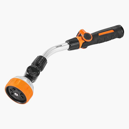 VEVOR Watering Wand, 15-Inch Robust Yard Hose Stick with 8 Spraying Modes & 180° Pivoting Head, Extended Hose Spray Apparatus with Thumb Operated On/Off