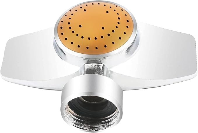 Metal Circular Spot Sprinkler 1PCS, Uranshin 360 Degree Sprinkler Head for Hose, Small Garden Sprinklers up to 30ft Coverage Area, Lawn Sprinklers for Small Area Yard Garden Watering (1, Yellow)