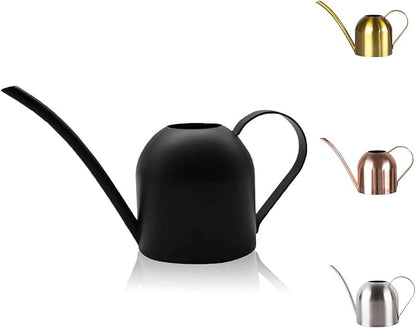 Small Watering Can for Indoor Plants, 15oz/450ml Stainless Steel Long Spout Watering Can for Succulents, Herbs (Black)
