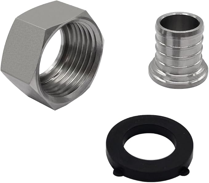 beduan 304 Stainless Steel PEX Garden Hose Adapter Fitting 3/4" PEX Barb to 3/4" GHT Female Connector for Irrigation Watering Outdoor Garden Water