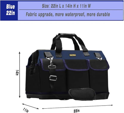 FASTECH 22in Heavy Duty Bottom Tools Bag With Wide Mouth For Tool Storage, Carrier and Organizer, Tote Bag for Men/Women, Wide Mouth Tool Bags With Inside Pockets (22 Inch)