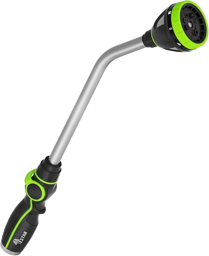 Watering Wand Heavy Duty,Metal Garden Hose Wand with 8 Spray Patterns 19-Inch Long Hose Nozzle Sprayer with Thumb Flow Control for Watering Plants Cleaning Car Washing and Showering Pets (19 Inch)