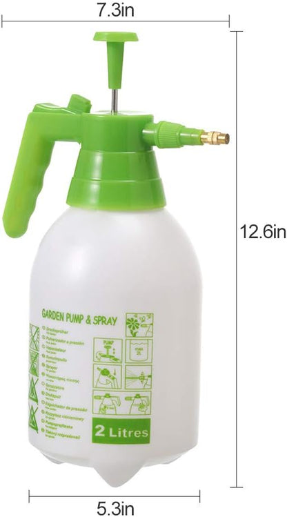 ITISLL Manual Garden Sprayer Hand Lawn Pressure Pump Sprayer Safety Valve Adjustable Brass Nozzle 0.5 Gal 2L