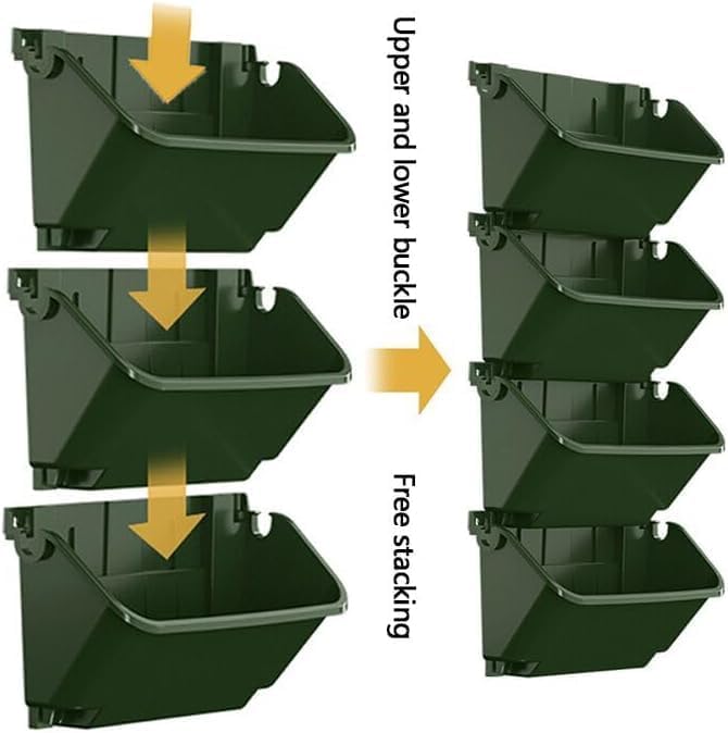 Self-Watering Wall Mounted Planter Set, Indoor and Outdoor Vertical Planter, Stackable Wall Mounted, for Balcony Decoration (Blackish Green 8 Pack)