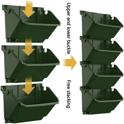 Self-Watering Wall Mounted Planter Set, Indoor and Outdoor Vertical Planter, Stackable Wall Mounted, for Balcony Decoration (Blackish Green 8 Pack)