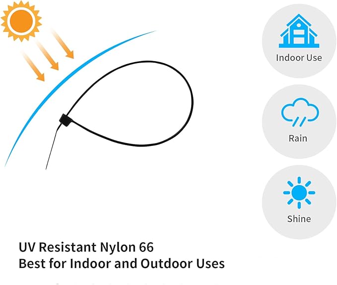 8 Inch Brown Zip Tie 1000 PCS, 40 Lbs - Small to Medium Zip Tie, Nylon PA66 UV Resistant Cable Tie Heavy Duty for Indoor and Outdoor Use - Ideal for bundling and securing objects