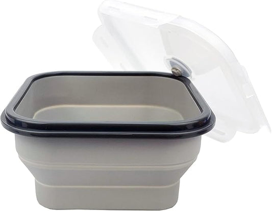 CARTINTS Large 1200ml Collapsible Bowls with Lids, Silicone Food Storage Containers, Space-Saving Meal Prep Containers For Kitchen and Outdoors Camping, Set of 3, Grey