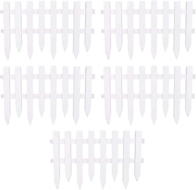 Decorative Landscape Edging Fence Durable Garden Border Panel for Lawn Flower Beds Pathways, Plastic, 5PCS