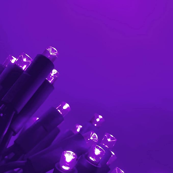 UL Listed 50 Count 5mm Led Lights,Outdoor Mini Led String Lights for Garden Patio Halloween Christmas Trees Lighting Decorations,17 Feet Green Wire,Purple Color