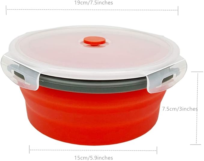 CARTINTS 1200ml Large Collapsible Food Containers Silicone Lunch Containers Silicone Leftover Food Containers, Ideal for Camping Travel, 3Pack