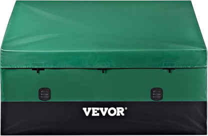 VEVOR Outdoor Storage Box, 230 Gallon Waterproof PE Tarpaulin Deck Box w/Galvanized Frame, All-Weather Protection & Portable, for Camping, Garden, Poolside, and Yard, Black & Green