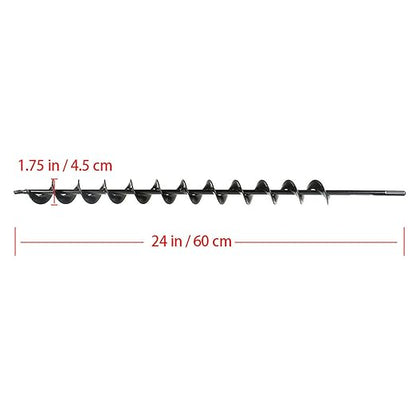 1.75Inch Wide 24Inch Long Metal Earth Auger Drill Bit, Garden Plant Flower Bulb Auger Rapid Planter Bulb Compatible Augers Machine Head with 8mm Diameter Non-Slip Hex Shank