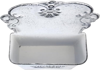 All Chic Set of 2 Metal Hanging Wall Planters Outdoor Indoor Mail Wall Mounted Planter Antique Shabby Chic Wall Decor (White)