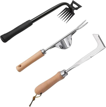 Gardening Hand Weeder Tools, 6 Teeth Uprooting Weeding Tool Multifunctional Manual Hand Weeder for Lawn Garden, Crack Weeder Crevice Weeding Tool, 3 PCS