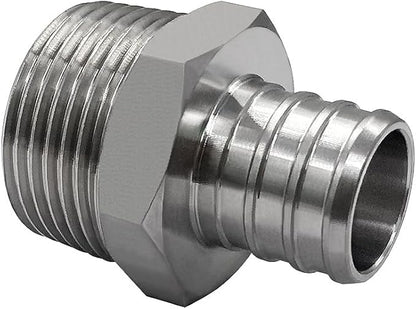 beduan Stainless Steel PEX Garden Hose Adapter Fitting 1/2" PEX Barb to 3/4" GHT Male Connector for Outdoor Garden Irrigation Watering