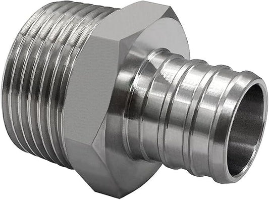 beduan Stainless Steel PEX Garden Hose Adapter Fitting 1/2" PEX Barb to 3/4" GHT Male Connector for Outdoor Garden Irrigation Watering