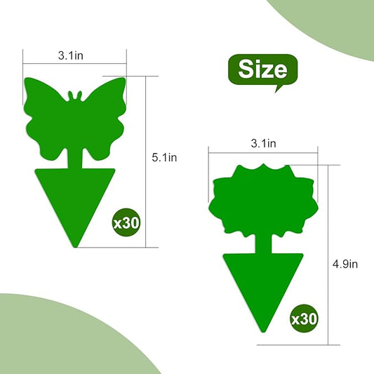 Fruit Fly Traps, 60 Pack Green Stick Traps, Fungus Gnat Traps, Plant Fly Stickers for Indoor and Outdoor Use Protect The Plant