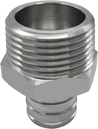 beduan Stainless Steel PEX Garden Hose Adapter Fitting 3/4" PEX Barb to 3/4" GHT Male Connector for Garden Irrigation Outdoor Watering(Pack of 1)