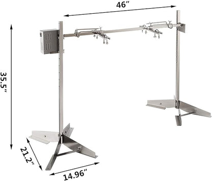 46" Outdoor Electric Rotisserie Grill Kit | 125LBS Pig Spit Rotisserie Grill | 45W Rotatable Motor BBQ Rotisserie Kit | Height Adjustable Spit Roaster Stand for Roasting Pig Lamb