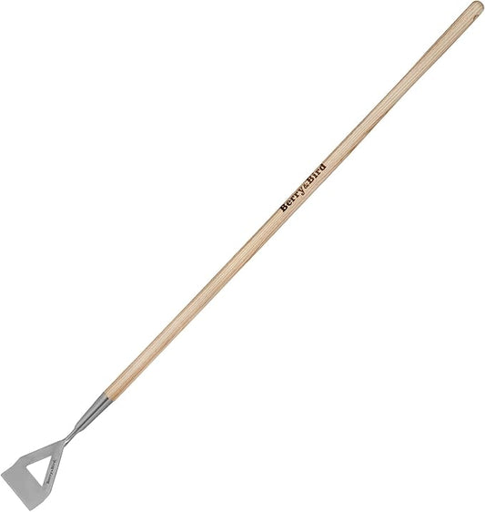Berry&Bird Dutch Hoe for Weeding，63'' Stainless Steel Garden Weed Hoe with Long Wooden Handle,Heavy Duty Scuffle Hoe Manual Weeder Tool for Gardening Moss Removal Cutting Grass Soil Loosening & Edging