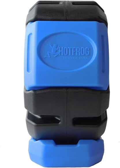 FCMP Outdoor HOTFROG Half Size Rolling Single Chamber Batch Tumbling Composter - Outdoor Rotating Garden Compost Bin (HF-RC2000WB-BLU) Black & Blue (19-Gallon)