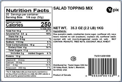 Yupik Salad Topping Mix, 2.2 lb (35.2 oz), Kosher, Vegan, Blend of Pumpkin Seeds, Sunflower Seeds, Soy Beans & Cranberries, Good Source of Protein & Fiber, Sweet & Salty Flavor