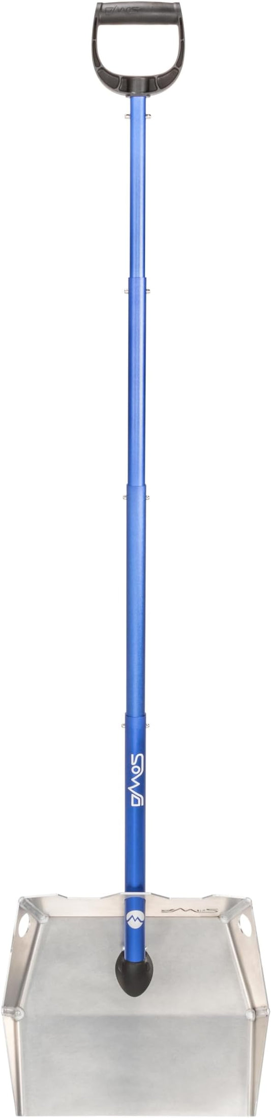DMOS Alpha Shovel - Lightweight, Heavy-Duty Aluminum Snow Shovel with Extendable & Collapsible Handle for Sidewalks & Driveways - Blue