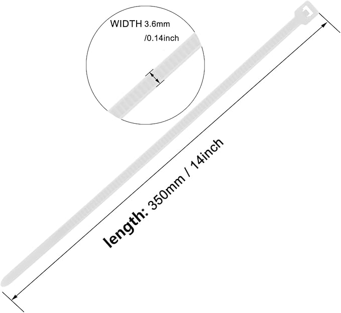 14 Inch Zip Ties Blue 1000 PCS, 40 Lbs- Heavy Duty Tensile Strength, Nylon PA66 UV Resistant Cable Ties for Indoor and Outdoor Use - Ideal for object bundling and fastening