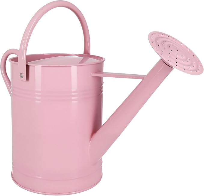Metal Watering Can for Outdoor Plants, 2 Gallon, Garden Watering Can for Flower, Houseplants (Pink)