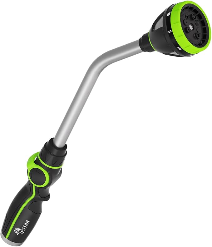 Watering Wand Heavy Duty,Metal Garden Hose Wand with 8 Spray Patterns 15-Inch Long Hose Nozzle Sprayer with Thumb Flow Control for Watering Plants Cleaning Car Washing and Showering Pets (15 Inch)