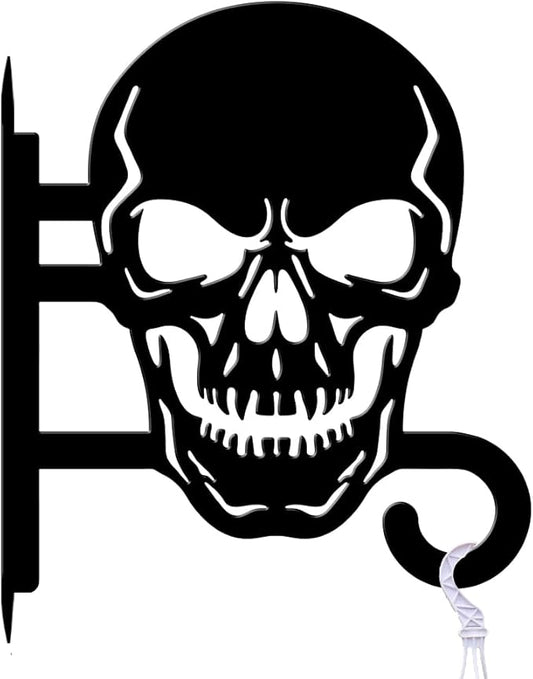 peacoblue Iron Plant Hangers Hooks for Outdoor Indoor Hanging Plants Flower Fern Pots Lantern Bird Feeder,11.6"x14.8" Weather Resistant Metal Wall Holder for Porch Garden Farmhouse(Skull)