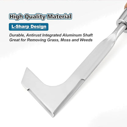 Berry&Bird Crack Weeder, Crevice Weeding Tool, 11.2" Stainless Steel Manual Weeder, L-Shaped Side-Walk Puller Spatula, Grass Cutter Knife, Weeding Sickle for Garden Lawn Yard Patio Terrace Paving Moss