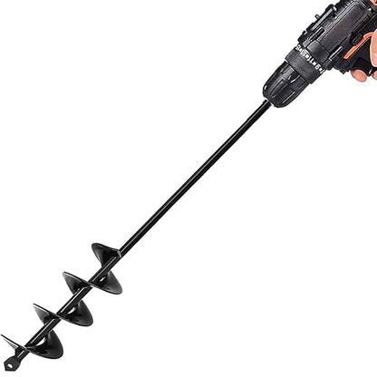 TCBWFY Auger Drill Bit 2x14.6inch Garden Plant Flower Bulb Auger Rapid Planter Bulb & Bedding Plant Auger for 3/8" Hex Drive Earth Drill Fence Post Umbrella Hole Digger