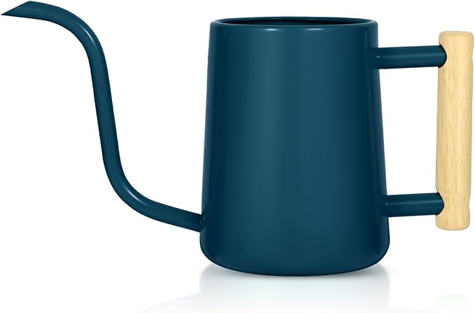Watering Can Indoor Plants, 35 oz/1000 ml Metal Stainless Steel Watering Can Pot with Long Spout for Indoor House Plants Bonsai Outdoor Garden Flower Decorative (Dark Blue)