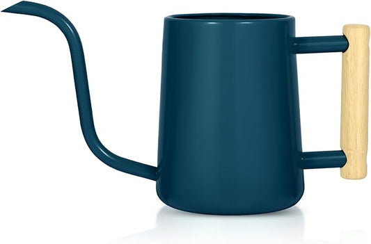 Watering Can Indoor Plants, 35 oz/1000 ml Metal Stainless Steel Watering Can Pot with Long Spout for Indoor House Plants Bonsai Outdoor Garden Flower Decorative (Dark Blue)