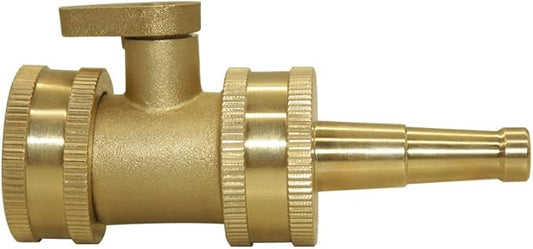 Hooshing Heavy Duty Brass Jet Nozzle High Pressure Jet Sweeper Sprayer Nozzle with Garden Hose Shut Off Valve 3/4" GHT Connector