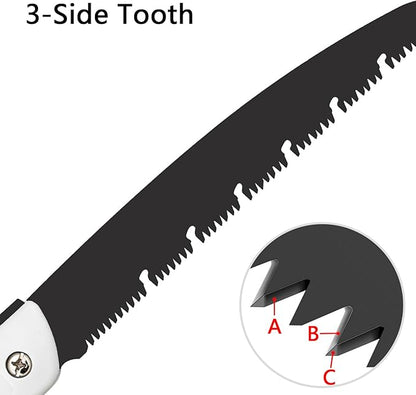 10 Inch Folding Saw, Pruning Hand Saw for Wood Cutting, Garden Pruner with SK5 Curved Blade, Triple- Cut Razor Teeth, Foldable Handsaw for Tree Trimming, Camping, Gardening and Carpentry
