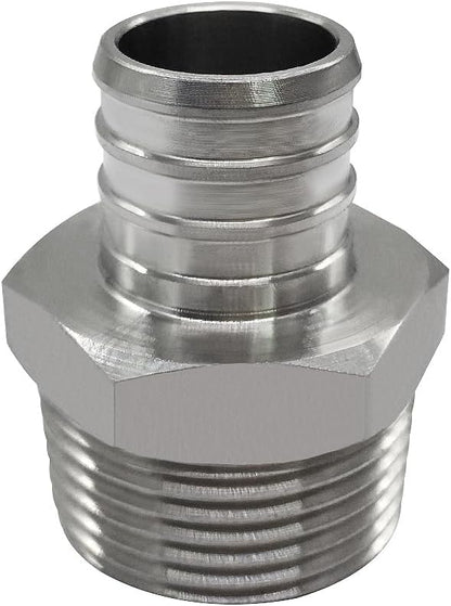 beduan Stainless Steel PEX Garden Hose Adapter Fitting 1/2" PEX Barb to 3/4" GHT Male Connector for Outdoor Garden Irrigation Watering