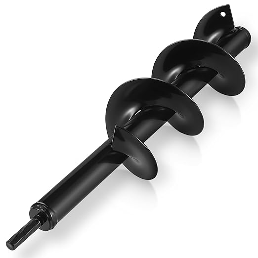 Upgraded Auger Drill Bit for Planting, 4 x 16'' Garden Spiral Post Hole Digger for Bulb Plantings Post Auger for Plants, Beach Umbrella Holes and Building Fences, Fit 3/8" Hex Drill(Black)