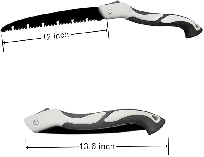 12 Inch Folding Saw, Pruning Hand Saw for Wood Cutting, Garden Pruner with SK5 Curved Blade, Triple- Cut Razor Teeth, Foldable Handsaw for Tree Trimming, Camping, Gardening and Carpentry