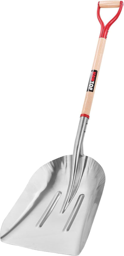 Aluminum Snow Scoop Shovel Wide Grain Shovels with Lightweight Large Capacity Head and Oak Wooden Handle