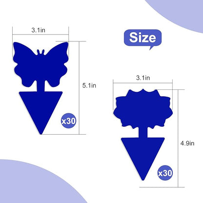 Fruit Fly Traps, 60 Pack Blue Sticky Traps, Fungus Gnat Traps, Plant Fly Stickers for Indoor and Outdoor Use Protect The Plant