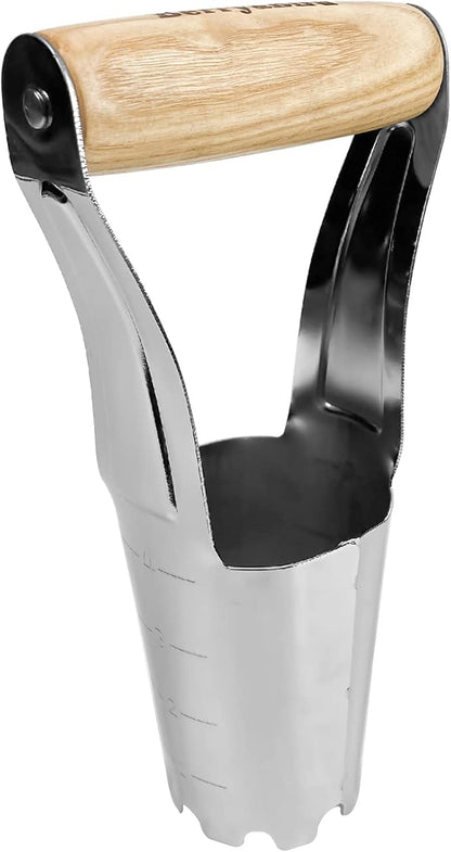 Berry&Bird Garden Bulb Planter with 4 Inches Depth Mark, Stainless Steel Gardening Bulb Transplanter Tool with Short Handle for Planting Flowers Tulips, Daffodils, Lily, Dahlias