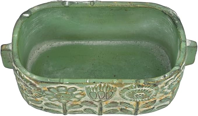 8 inch Green Pots Planters Indoor Plants Succulent Pots Rectangle Window Box Cactus Plant Containers for Home Decor(No Drainage)