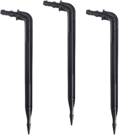 100-Pack 6" Inch Angled Drip Emitter Stake, (FITS 1/4" & 1/8" TUBING) for Precise Watering & Irrigation, Greenhouse, Container Gardening, Home Garden
