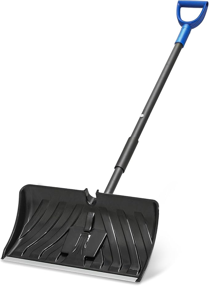 MoNiBloom Snow Shovel 21.5" Blade with Durable Aluminum Edge, 50" Length Detachable Large Snow Shovel with D-Grip Handle for Driveway